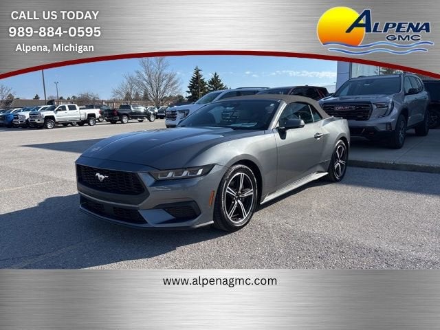 2024 Ford Mustang EcoBoost Premium Convertible in Gray — front three-quarter view