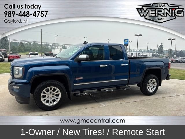 2016 GMC Sierra 1500 SLE in Stone Blue Metallic — front three-quarter view