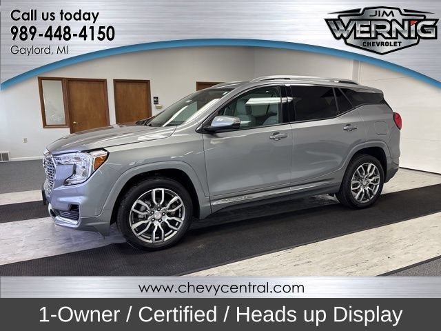 2024 GMC Terrain Denali in Sterling Metallic — front three-quarter view
